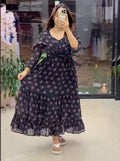 FIRANA-Flared Tiered Georgette Gown with Jacket